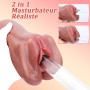 742G 2 EN 1 Masturbeuse Homme Masturbateur Réaliste, Poche Chatte Réaliste Vaginette Silicone Anal Sex Toy Masturbateurs Masculi