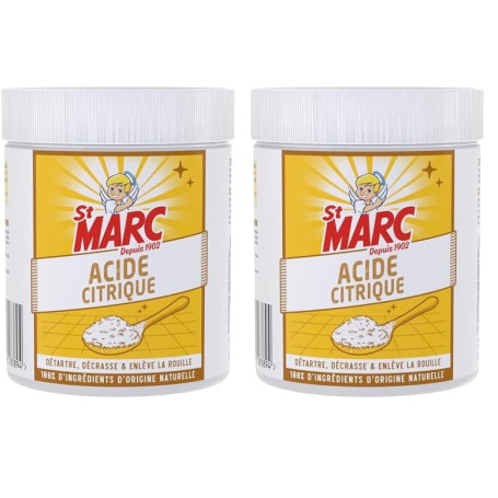 St Marc Acide Citrique Nettoyant menager 100% d'Origine Naturelle 500 g - Détartre, Décape & Enlève la rouille (lot de 2)