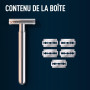 Gillette King C Rasoir De Sûreté Pour Hommes A Lame Unique Pour Rasage De Près Plus Précis, Coffret Barbe Homme Avec 5 Cartouche
