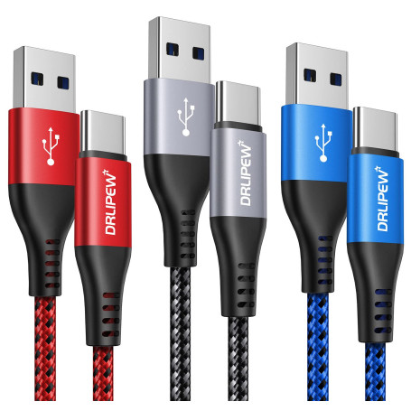 Câble USB C [1M/Lot de 3],Câble USB C Charge Rapide Tressé 3A Câble USB A vers USB Type C pour Samsung Galaxy S23 S22+ S21 S20 U