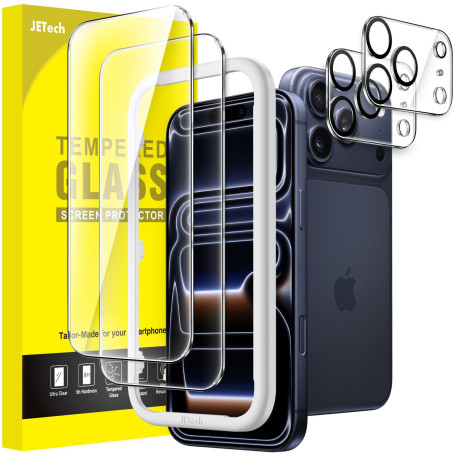JETech Protection D'écran pour iPhone 17 Pro 6,3 Pouces avec Protecteur d'Objectif Caméra, Outil d'Installation Facile, un Film 