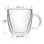 Stylusella Tasses à café en verre à double paroi de 150 ml, lot de 2 tasses isothermes avec poignées, Tazas de Cafe Con Estilo