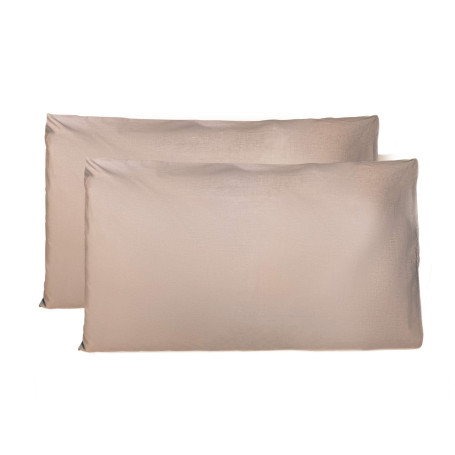 Taie Oreiller 100% Coton 50X70 CM Lot De 2, Taie d'oreiller Rectangulaire 100% Puro Coton avec Fermeture - Beige 2