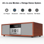 Chaîne Hi-FI Stéréo Bluetooth,WISCENT Vintage Micro HiFi Systems Lecteur CD, 30W RMS avec Streaming Audio Bluetooth, Poste Lecte