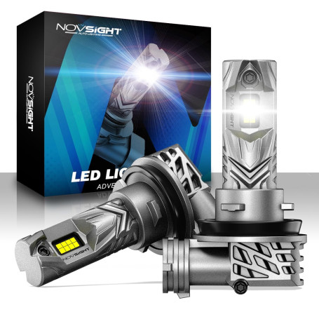 NOVSIGHT Ampoule H11 LED - 1:1 Taille Design 24000LM 6500K Blanc Puissant H11 LED 500% Luminosité Kit de Conversion Halogène Amp
