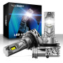 NOVSIGHT Ampoule H11 LED - 1:1 Taille Design 24000LM 6500K Blanc Puissant H11 LED 500% Luminosité Kit de Conversion Halogène Amp