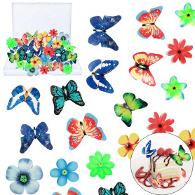 101 Pièces Comestibles Gâteau Topper de Papillon, Beaux Papillon Decoration Gateau, Papillon Cake Topper pour Fête, Décoration A
