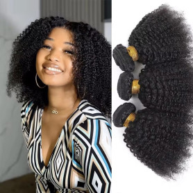 Tissage Naturel Cheveux Humain Afro Kinky Curly Human Hair Bunldes 4B 4C Meche Bresilienne Vierge Remy Cheveux Humains Tissage B