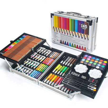 MIAOKE 145 PCS Set de Dessin Enfant, Boîte de Peinture pour Enfants, Méga Boîte en Aluminium de et Kit de Dessin