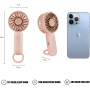 Jsdoin Mini-Handheld-Ventilator, leistungsstarker Desktop- mit Schnalle, leichter USB-Ventilator, geeignet f ür modische Frauen,