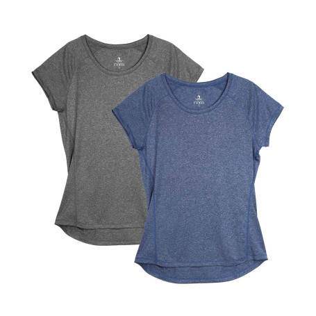 icyzone T-Shirts de Sport Femme à Manche Courtes Tops de Course à Pied Fitness Jogging Tee Shirts, Lot de 2