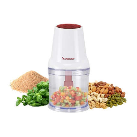 BEPER P102ROB010 Robot de cuisine à deux lames, 400W, Récipient en plastique de 500 ml, Lames en acier inoxydable pour un hachag