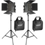 Neewer 2 Packs 660 LED Lumière Dimmable Bicouleur support d'Eclairage: 3200-5600K CRI 96+ LED Panneau avec Support U et Barndoor