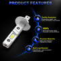 Sycreek Ampoule H1 LED,16000 LM 6500K Blanc Extrêmement Brillant Phare LED,IP68 Étanche Tout-en-Un Kit de Conversion Plug and Pl