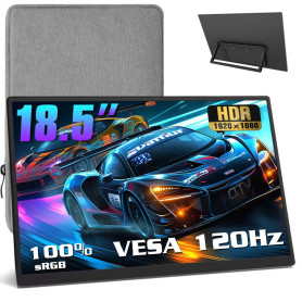 18,5 Pouces Moniteur Portable+ Manchon 120Hz 1080p,100% sRGB FHD HDR USB HDMI avec VESA Ultra Mince Portable Portable Portable O