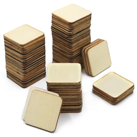 lyualma 200 Pièces Bois Carré Tranches 3x3 cm Feuilles de Bois de Balsa Vierges Carrées Artisanat Tranche Bois Brut pour L'Artis