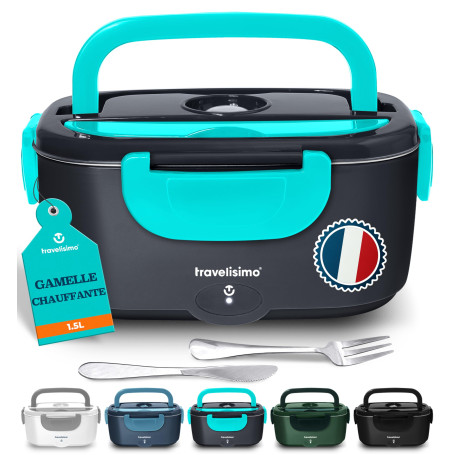 TRAVELISIMO Gamelle Chauffante 80W Lunch Box Chauffante 1,5L Chauffe Plat Voiture 3 en 1 220V 24V 12V, Gamelle Chauffante Allume