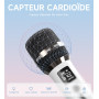 Micro sans fil, micro avec connexion à puce individuelle et lumières LED, autonomie de 40 h, portée de réception de 60 m, contrô