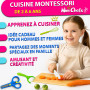 Lalfof Kit Cuisine Enfant avec 3 Couteau Cuisine Enfant | 20 Ustensiles de Cuisine Enfants Sécurisés | 1 Badge avec Le nom de l'
