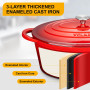 Velaze Cocotte Fonte 7L Émaillée, Marmite Fonte 34cm, Antiadhésive Couvercle Rouge, Compatible Induction/Gaz/Four