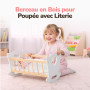 Kinderplay Berceau de poupée en Bois avec Parure de lit - Lit à Bascule pour poupées jusqu'à 49,5 cm - Jouet en Bois pour Filles