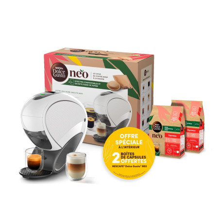 Nescafé Dolce Gusto Krups Machine à café, Dosettes compostables et sachets à base de papier recyclable, Connectée, Neo Blanc, YY