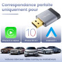 Mini Adaptateur CarPlay sans Fil & Android Auto sans Fil 2-en-1, USB-A et USB-C, Compatible iOS 10+ et Android 11+, Non Compatib