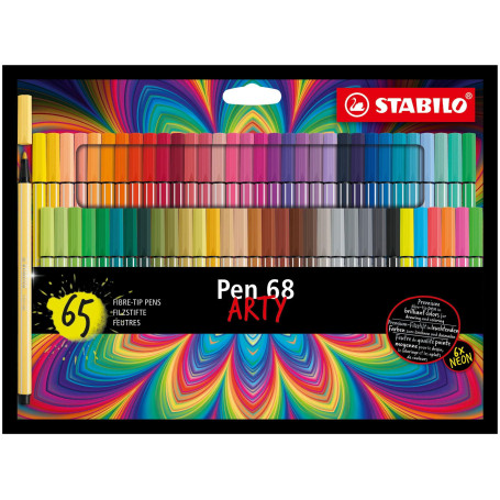 STABILO Feutre dessin Pen 68 - Etui carton ARTY x 65 feutres de coloriage pointe moyenne - gamme ARTY