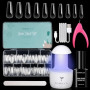TOMICCA Capsule Americaine Ongle-Pose Americaine Ongle Kit, 500 PCS Capsules Ongle Ballerine Long,Portable Lampe UV Ongle Et 15M