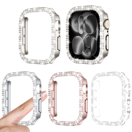 Kamita [4Pièces] Diamant Coque pour Apple Watch 10 42mm, Paillettes PC Bumper Case Sans Protecteur d'écran pour iWatch10, Bling 