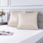 Lot de 2 Taies Oreiller en Satin 65 x 65 cm, Oreiller Satin Beige, Satinées Housse d'oreiller Doux Prend Soin de Votre Peau et A