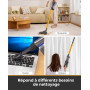 VACTechPro 60KPa/600W/7M Aspirateur, Aspirateur Balai avec Dépoussiéreur 800ML, Aspirateur Balai avec Fil avec Design à Double P