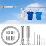 Zyluniy 5m Tringle à Rideaux Kit, Câble en Acier pour Rideau, Fil de Suspension en Acier Inoxydable pour Accrocher Photos, Ridea