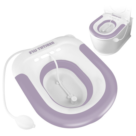 TNOMSNO Bidet Toilette WC, Bain de Siège Bidet avec Chasse d'eau, Pliable Sitz Bain Bassin Bain pour Soins Postpartum, Soulageme