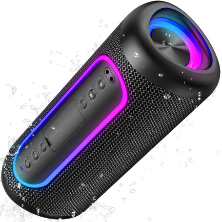 UOHHBOE Enceinte Bluetooth 30W Enceintes Portable Bluetooth 5.4 sans Fil Autonomie 30H Enceinte Puissante 3600mAh 360° TWS Lumiè