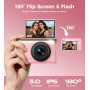 Appareil Photo Numérique 4K Digital: 64MP Appareil Photo Compact pour Vidéo avec Écran 3" Abattable 180° Digital Camera avec Zoo