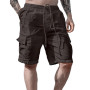 PADOLA Short Homme Coton Lin Bermuda avec 4 Poches Été Plage Cargo Shorts et Bermudas Taille Elastique Short de Travail Cordon d