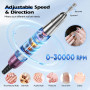 Trsaow Ponceuse à ongles électrique 6 en 1, 30 000 tr/min, aspirateur puissant 80 W, lumière LED rotative 6 W, silencieuse, avec