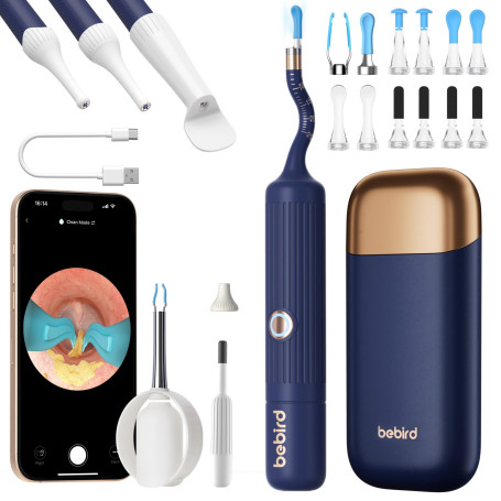 BebirdPro Earsight Plus Nettoyeur d'oreille réglable HD 1920P avec caméra, otoscope avec lumière, nettoyeur d'oreille avec boîte