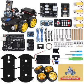 ELEGOO UNO R3 Kit de Voiture Robot Intelligent V4.0 Compatible avec Arduino IDE avec Module de Suivi de Ligne, Capteur Ultrasoni