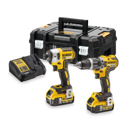 DEWALT Kit Perceuse DCD796 + Visseuse à Impact DCF887 + 2 Batteries 5Ah + Chargeur DCB115 + Mallette Tstak DCK266P2T-QW