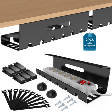 GLOSKIN Cable Management en 2 Pièces, Aucun Perçage Requis, Goulotte Passe Cable,Organisateur de Cable des Câbles pour Le Stocka