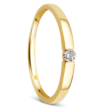 Orovi Bague Femme - Or Jaune 8 Carats (333) - Bague Or avec Diamant naturel serti en Tension, Alliance Diamant Solitaire, Anneau