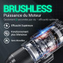 DCA Perceuse à percussion sans fil 20V Brushless, 55Nm de couple max, mandrin tout métal 13mm, 18+1+1 réglages de couple (0–450/