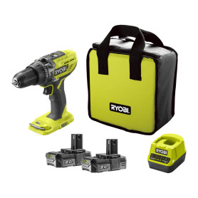 RYOBI - Perceuse-visseuse à percussion sans fil 18V - 50 Nm - 500-1800 tr/min - 2 batteries lithium+ 2,0 Ah - chargeur 2,0 A - L