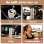 Couvercle Anti-Fuite pour Stanley Cup, couvercle de Rechange Amovible pour Gobelet de 1,2 L avec 3 Pailles et 1 Brosse à Paille,