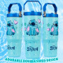 Get Trend Disney Stitch Gourde Isotherme Enfant Adulte avec Paille et Poignée 850ml, Mug Voyage Tasse Café Thermos Chaud Froid B