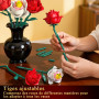 Ophy Kit de Construction Bouquet de Roses 772 PCS avec Vase - Fleurs Artificielles, Rose Artificielle - Idée Cadeau Femme pour A