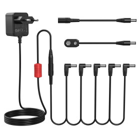 Donner Alimentation Adaptateur Secteur pour Pédales à effets 9V AC/DC 1A avec un câble de 5 voies(DPA-100)