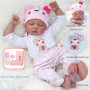 TERTYRES Poupée Reborn 22 Pouces 55cm Réaliste Bebe Reborn Fille Silicone Souple Corps de Tissu Un Vrai Nouveau-né Bébé Les Yeux